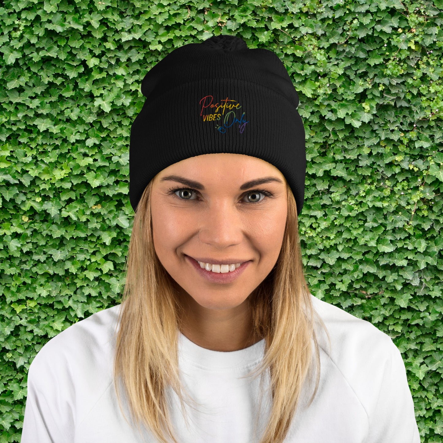 Positive Vibes Only Rainbow Beanie