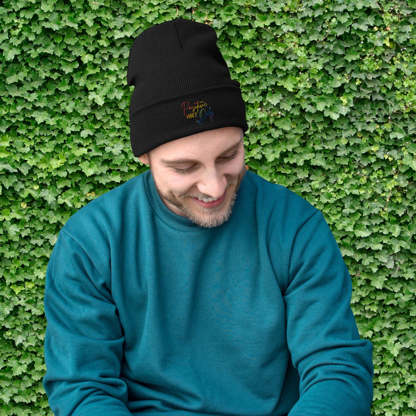 Positive Vibes Only Rainbow Beanie